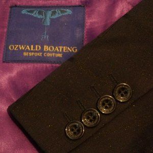 Ozwald Boateng Black Glitter Jacquard Plaid Suit